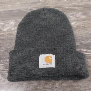 Carhartt Hat Beanie Gray Knit Cuffed Patch Winter Classic Workwear Mens OSFM